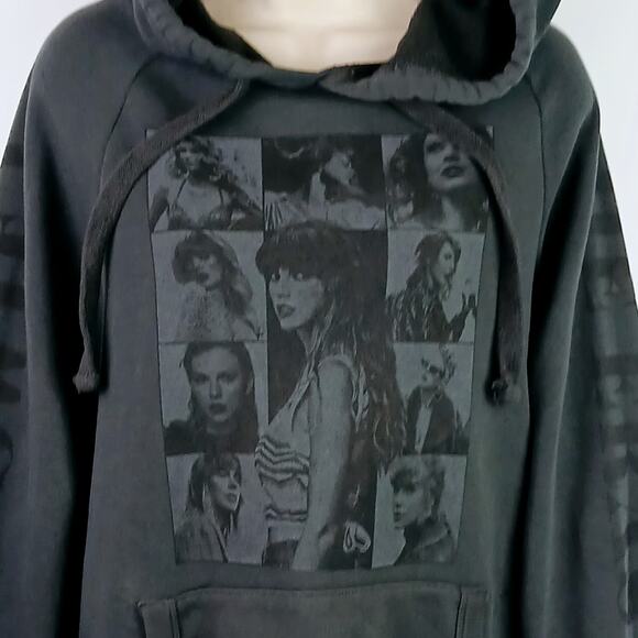 Taylor Swift Eras Tour SZ S Gray Hoodie Black Graphic Official Merch EUC - Picture 3 of 6